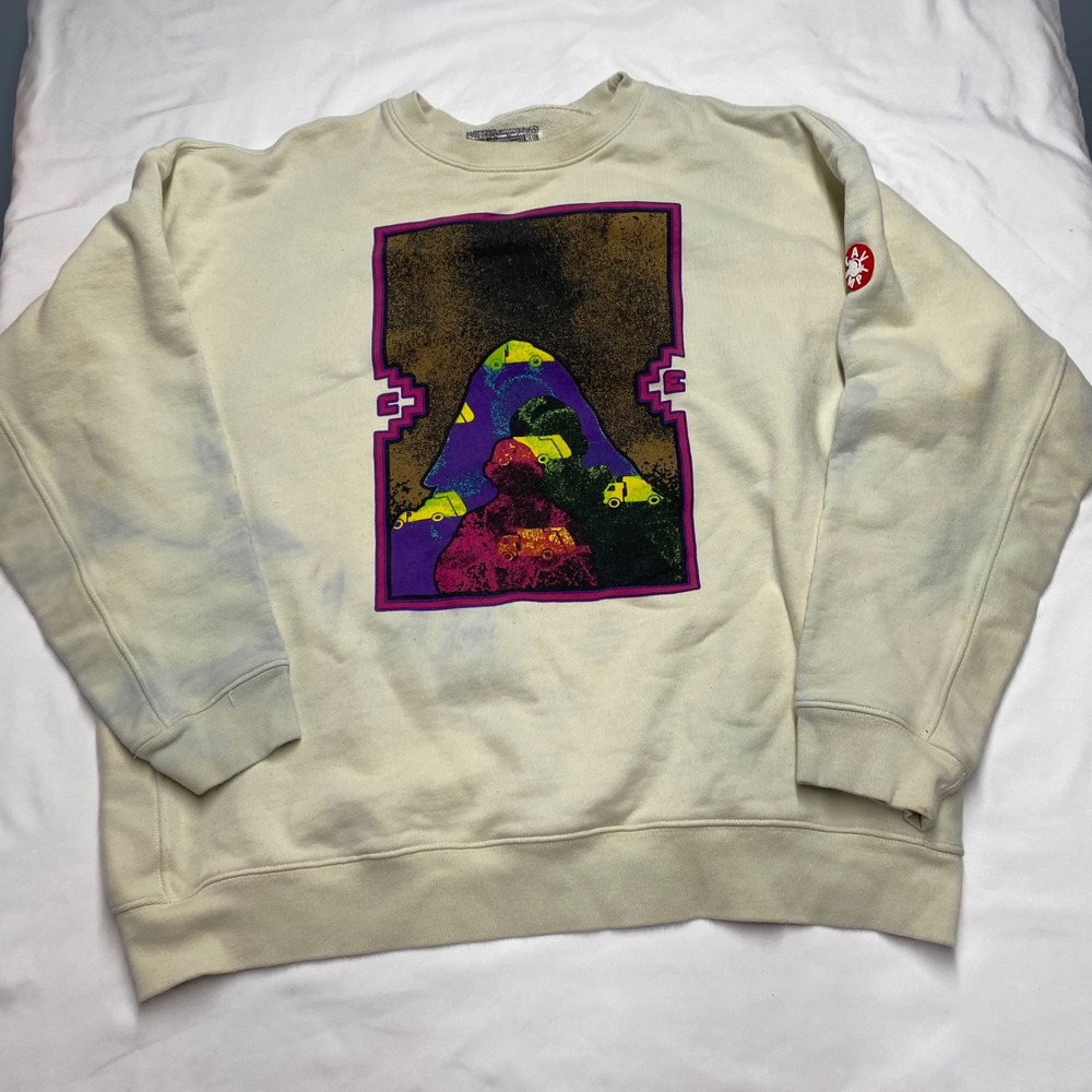 Cav Empt Graphic Crewneck Sweatshirt Cream Off-White Made in Japan Mens XL